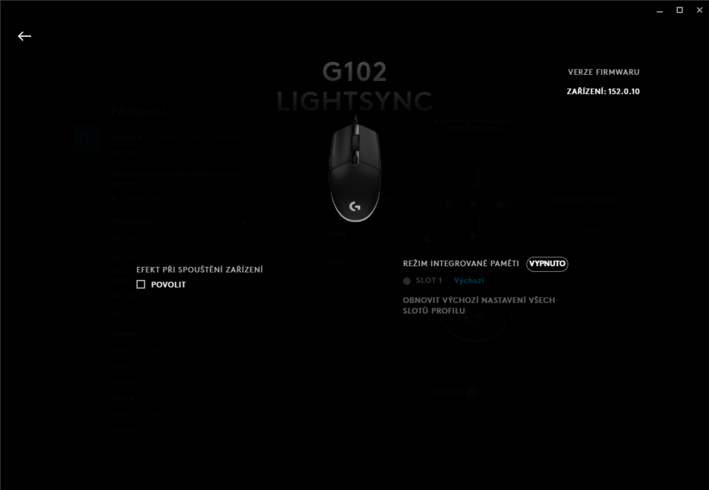 Herní myš Logitech G102 software